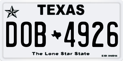 TX license plate DOB4926