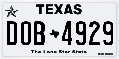 TX license plate DOB4929