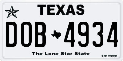 TX license plate DOB4934