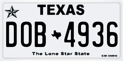TX license plate DOB4936