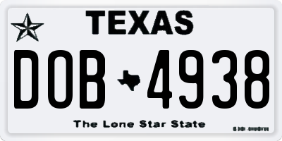 TX license plate DOB4938