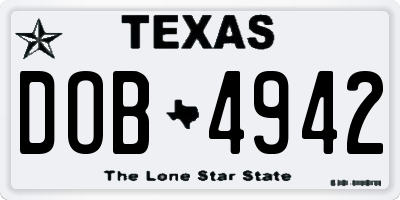 TX license plate DOB4942