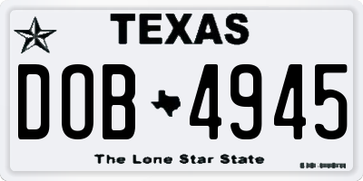 TX license plate DOB4945
