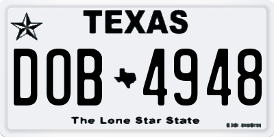TX license plate DOB4948