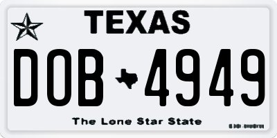 TX license plate DOB4949