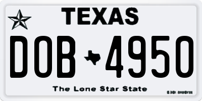 TX license plate DOB4950