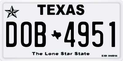TX license plate DOB4951