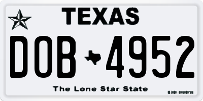 TX license plate DOB4952