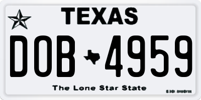 TX license plate DOB4959