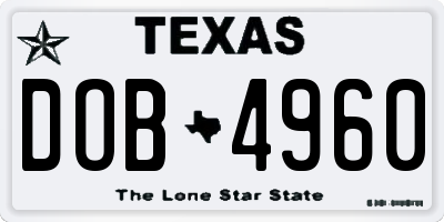 TX license plate DOB4960