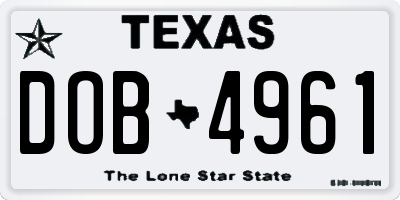TX license plate DOB4961