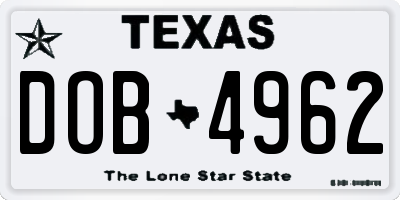 TX license plate DOB4962