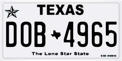 TX license plate DOB4965
