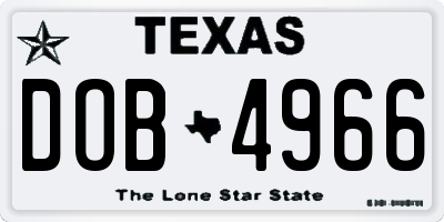 TX license plate DOB4966