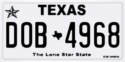 TX license plate DOB4968
