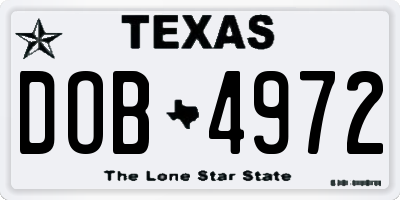 TX license plate DOB4972