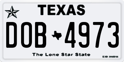 TX license plate DOB4973