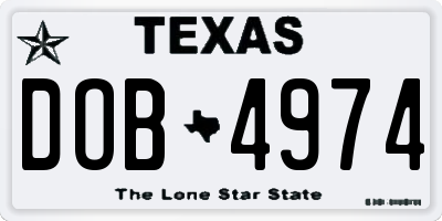 TX license plate DOB4974