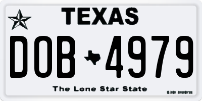 TX license plate DOB4979
