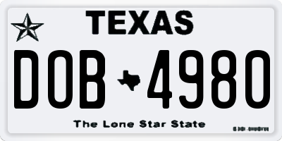 TX license plate DOB4980