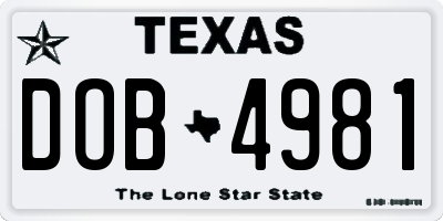 TX license plate DOB4981