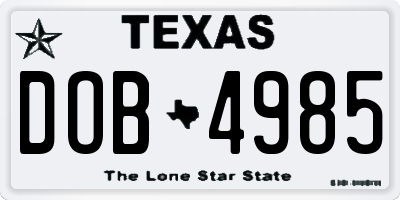 TX license plate DOB4985