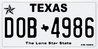TX license plate DOB4986
