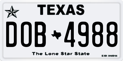 TX license plate DOB4988