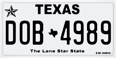 TX license plate DOB4989