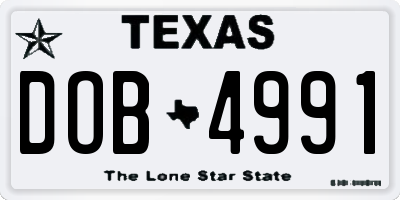 TX license plate DOB4991
