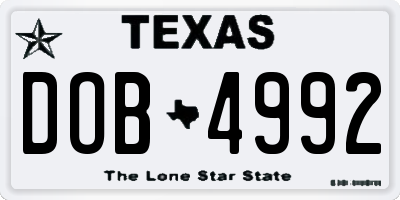 TX license plate DOB4992