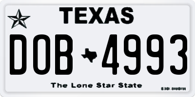 TX license plate DOB4993