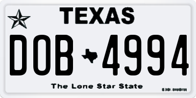 TX license plate DOB4994
