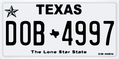 TX license plate DOB4997