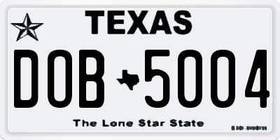 TX license plate DOB5004