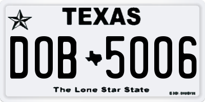 TX license plate DOB5006