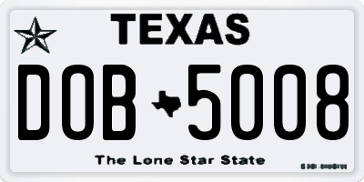 TX license plate DOB5008