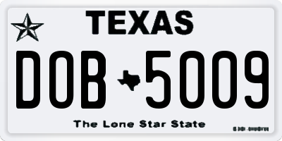TX license plate DOB5009