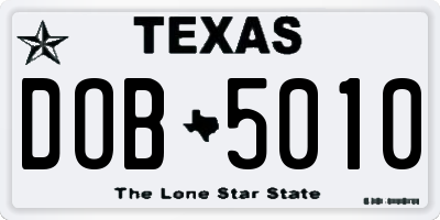 TX license plate DOB5010
