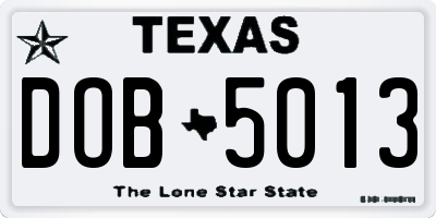TX license plate DOB5013