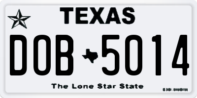 TX license plate DOB5014