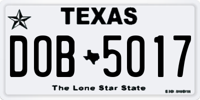 TX license plate DOB5017