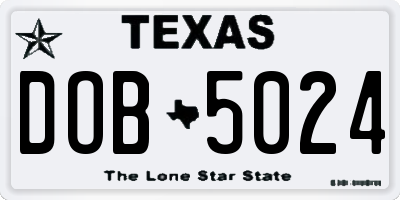TX license plate DOB5024