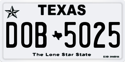 TX license plate DOB5025