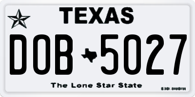 TX license plate DOB5027
