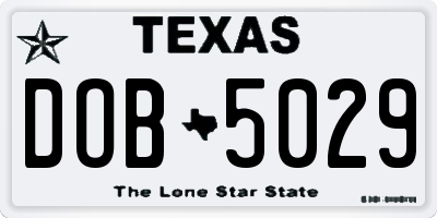 TX license plate DOB5029