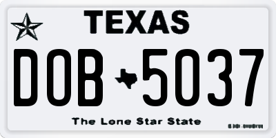 TX license plate DOB5037