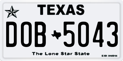 TX license plate DOB5043
