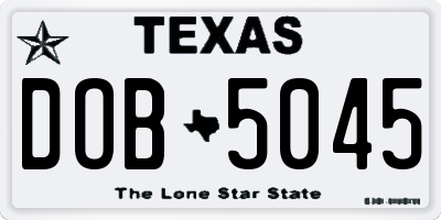 TX license plate DOB5045