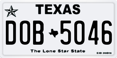 TX license plate DOB5046